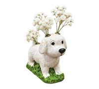 Dog Dash Ornament, Resin Floral Decoration, Portable Figurilla with Sturdy Build, Decorative Dashboard Accessory Piece, Stylish Decor with Classic Look, Car Decor for Party and Desktop Use