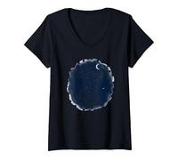 Dog Days Noches estrelladas Canino Celestial Camiseta Cuello V, Mujer, Negro, S