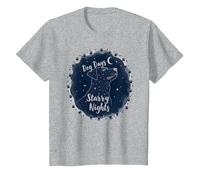 Dog Days Noches estrelladas Canino Celestial Camiseta, Niños, Gris Jaspeado, 12 años