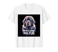 Dog de Terranova Diciendo Mis Mejores Amigos lo han Hecho Camiseta gráfica económica, Hombre, Blanco, M