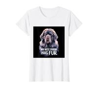 Dog de Terranova Diciendo Mis Mejores Amigos lo han Hecho Camiseta gráfica económica, Mujer, Blanco, L