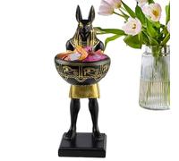Dog Decor, Decorative Standing Animal Figurines, Egyptian Dog Sculpture, Desktop Ornament with Feeding Bowl, Home Accent for Living Room Bedroom Shelf Table Nursery Bedside Display Shelves Bookshelves