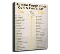 Dog Diet Guide Helpful Chart of Safe and Dangerous Human Foods Canvas Wall Art for Kitchen or Office Decor(Unframed,12x18inch(30x45cm))