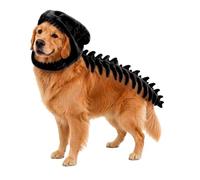 Dog Dinosaur Costume, Glow in The Dark Cat Skeleton Costume for Cats Only, Soft Plush Prehistoric T-Rex Pet Halloween Cosplay Outfit for Puppy and Medium Dogs (Black,M(90cm))