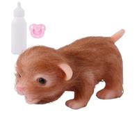 Dog Doll Toy, Cute Silicone Animal, Realistic Dog Doll with Feeding Bottle & Nipple, Kids Accessory with Soft Material, Role-Playing Toy, for Age 3+ Girls Boys Home Decor Preschool Role-Playing