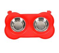 Dog Double Feeding Bowl, no deslizable Kitten Food Bowls, Detachable Pet Stainless Steel Dish, Skid-Proof Elevated Food and Water Bowls for Dogs, Cats 35 x 19 cm