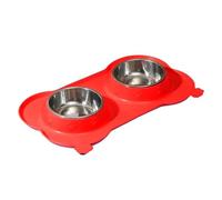 Dog Double Feeding Bowl with not lip Base, Detachable Stainless Steel Food and Water Bowls for Small, Medium, and Large Cats, Non-Skid Kitten 2 Bowl Set for - Feeding