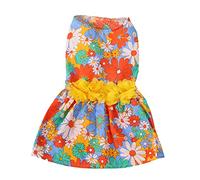Dog Dress for Small Dogs | Soft Skin Friendly Puppy Clothes | Floral Summer Dress for Chihuahuas/Poodles/Pomeranians | Holiday & Party Outfit with Waist Flower Decor (S)