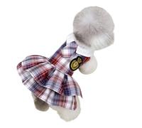 Dog Dress for Small to Large Dogs Soft Skirt Pullover Apparel Uniform Spring Pajamas Photo Props Red Tartan Pet Small Dog Party