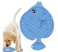 Dog Feeding Mat Slow Feeder, Fish-Shaped Soft Cat Feeding Pad 25x17.5cm, Safe Silicone Lick Pad with Suction Cup, Puppy Enrichment Toy for Large and Small Dogs