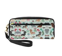 Dog Flora - Bolsa de cosméticos pequeña, portátil, bonita bolsa de maquillaje de viaje para mujer, bolsa organizadora de brochas de maquillaje, Black, Talla única, Bolsa de maquillaje