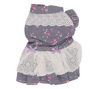 Dog Floral Dress, Pet Summer Dress for Puppy and Kitten, Cotton Breathable Princess Skirt with Snap Buttons, Cute Flower Print Pet Apparel for Daily Wear Wedding Travel (S)