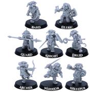 Dog Folk Miniatures Set - 8 miniaturas de perros para juegos de rol de mesa | Modelos de fantasía a escala de 28 mm | DnD, Pathfinder, Wargames | Miniaturas épicas con licencia | Figuras de resina sin
