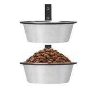 Dog Food Bowl, Dog Bowl Set Wall Mount, 2 Pieces Stainless Steel Elevated Feeder with Foldable Stand, Pet Supplies Spill-Proof Cat Dish for Puppy, Indoor Feeding Station, Easy Clean Design