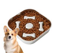 Dog Food Bowl Slow Feeder - Stainless Steel Anti-Choking Dish | Heavy Duty Anti-Slip Pet Bowl For Mental Stimulation & Puppy Training, Durable Feeder For Senior Dogs & Traveling
