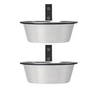 Dog Food Bowl, Wall Mount Dog Bowl Set, 2 Pieces Stainless Steel Elevated Feeder with Foldable Iron Stand, Spill-Proof Feeding Station for Puppy Cat Bunny Pet Supplies