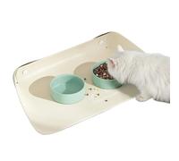 Dog Food Mat, Kitten Feeding Placemat, Non Slip Bowl Placement Rug, Splash Proof Placemat for Dogs, Cats Households Use, 17.72x11.81 Inches, Yellow, Apricot