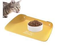 Dog Food Mat, Kitten Feeding Placemat, Non Slip Bowl Placement Rug, Splash Proof Placemat for Dogs, Cats Households Use, 17.72x11.81 Inches, Yellow, Apricot