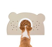 Dog Food Mat, Raised Edge Feeding Mat, Washable Non-Slip Silicone Pad, Spill-Proof Bear-Shaped Tray for Puppy & Kitten, Floor Protection for Indoor & Outdoor Use