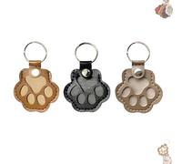 Dog Fur Storage Keychain, Cat Paw Shaped Keychain, Pet Memorial Gift Keyring for Collecting Cat and Dog Hair (Gray Black Brown)