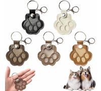 Dog Fur Storage Keychain, Leather Pet Memorial Keychain, Cute Leather Paw Keychains Pet Hair Keepsake Keyring for Cat Dog (5Pcs-A)
