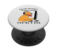 Dog Gamer En Internet, Nadie Sabe Que Eres un Perro PopSockets PopGrip Adhesivo