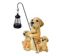Dog Garden Statue Light, Lantern Yard Ornament, Solar Powered Weather Resistant Heavy Duty Light Weight Garden Dog Statue for Home, Garden, 28 Cm/11 inch, Beige