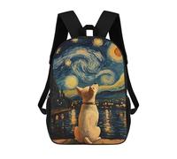 Dog Gazing Starry Night Van Gogh Painting Mochilas Escolares, Mochilas Informales, Mochilas De Día, Mochilas Escolares, De Trabajo Y De Viaje Para Adolescentes, Niñas, Niños, Mujeres Y Hombres 17inch