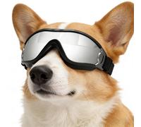 Dog Goggles Eyewear - Adjustable Dust Protection, General Fit Frame with Elastic Straps, Shatterproof PC Lens, UV Block Shield, Small Medium Large Puppy, Flexible Frame Design