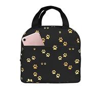 Dog Gold Paw Prints Bolsa de almuerzo aislada para mujeres Fiambrera reutilizable Hombres Contenedores de alimentos Bolsas de refrigeración portátiles Bolsa de refrigerio reutilizable para niñas niños
