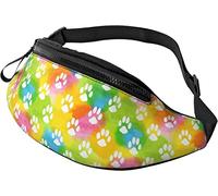 Dog Gold Paw Prints Casual Fanny Riñonera para Hombres Mujeres Cinturón Ajustable Riñonera para Viajar Senderismo Ciclismo Correr Festival Rave