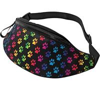 Dog Gold Paw Prints Casual Fanny Riñonera para Hombres Mujeres Cinturón Ajustable Riñonera para Viajar Senderismo Ciclismo Correr Festival Rave