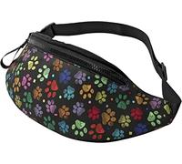 Dog Gold Paw Prints Casual Fanny Riñonera para Hombres Mujeres Cinturón Ajustable Riñonera para Viajar Senderismo Ciclismo Correr Festival Rave