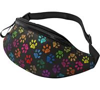 Dog Gold Paw Prints Casual Fanny Riñonera para Hombres Mujeres Cinturón Ajustable Riñonera para Viajar Senderismo Ciclismo Correr Festival Rave