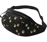 Dog Gold Paw Prints Casual Fanny Riñonera para Hombres Mujeres Cinturón Ajustable Riñonera para Viajar Senderismo Ciclismo Correr Festival Rave