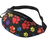 Dog Gold Paw Prints Casual Fanny Riñonera para Hombres Mujeres Cinturón Ajustable Riñonera para Viajar Senderismo Ciclismo Correr Festival Rave