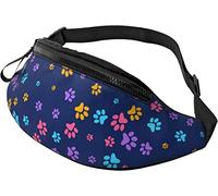Dog Gold Paw Prints Casual Fanny Riñonera para Hombres Mujeres Cinturón Ajustable Riñonera para Viajar Senderismo Ciclismo Correr Festival Rave