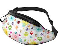 Dog Gold Paw Prints Casual Fanny Riñonera para Hombres Mujeres Cinturón Ajustable Riñonera para Viajar Senderismo Ciclismo Correr Festival Rave