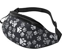 Dog Gold Paw Prints Casual Fanny Riñonera para Hombres Mujeres Cinturón Ajustable Riñonera para Viajar Senderismo Ciclismo Correr Festival Rave