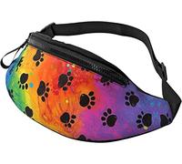 Dog Gold Paw Prints Casual Fanny Riñonera para Hombres Mujeres Cinturón Ajustable Riñonera para Viajar Senderismo Ciclismo Correr Festival Rave