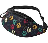 Dog Gold Paw Prints Casual Fanny Riñonera para Hombres Mujeres Cinturón Ajustable Riñonera para Viajar Senderismo Ciclismo Correr Festival Rave