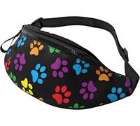 Dog Gold Paw Prints Casual Fanny Riñonera para Hombres Mujeres Cinturón Ajustable Riñonera para Viajar Senderismo Ciclismo Correr Festival Rave