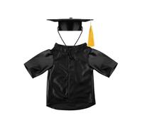 Dog Graduation Hat and Gown, Washable Graduation Costume Set, Shirt Outfit with Tassel, Adorable Pet Clothes for Small Breeds, Puppy & Kitten Apparel Accessory, Black/Red