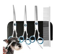 Dog Grooming Scissors Set - Professional 4 In 1 Dog & Cat Grooming Scissors Kit, Premium Dogs Groomings Scissor, Dogs Scissor For Groomings With Safety Round Tips, Stainless Steel Straight Curved Thi