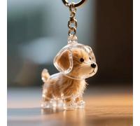 Dog Hair Collector Keychain Charm Memorial Storage Box, Dog Fur Memorial Bottle Keyring, Funny Pet Hair Memorial Keepsake Dog Shape Necklace Key Chain(Puppy A)