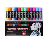 Dog Hair Dye Pens - 12 Color Pet Hair Chalk Set | Washable Temporary Pet Safe Grooming Dye for Dogs Cats Horses Cattle Fuŕ Coloring Kit | Creative Animal Styling Accessories