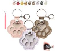 Dog Hair Keychain, Cat Paw Shaped Keychain, Dog Fur Storage Keychains, Cute Leather Paw Keychains Memorial Gift for Pet Lovers on Bag, Purse, Paws Charm, Key Holder (3PCS-C)