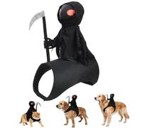 Dog Halloween Grim Reaper Rider Costume,Funny 3D Cosplay Pet Outfit with Paste Tape,Soft Breathable Holiday Party Costume with Adjustable Fastener,for Cats and Dogs,Parties or Daily Wear