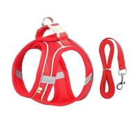 Dog Harness Leash Set for Small Dogs - Adjustable Puppy Cat Harness Vest (Red, L 8-12 kg)