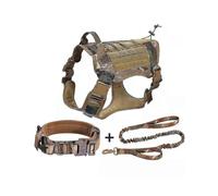 Dog Harness Military Dog Vest Collar Leash with Pouch And Patch, No Pull Tactical Dog Vest for Large Dog, Service Dog Harness for Training Hiking Tw